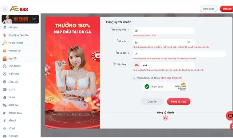 Đăng Ký AE888 Nhanh Chóng Thành Công Cá Cược Dễ Dàng 2025 2 Giao diện đăng ký AE888